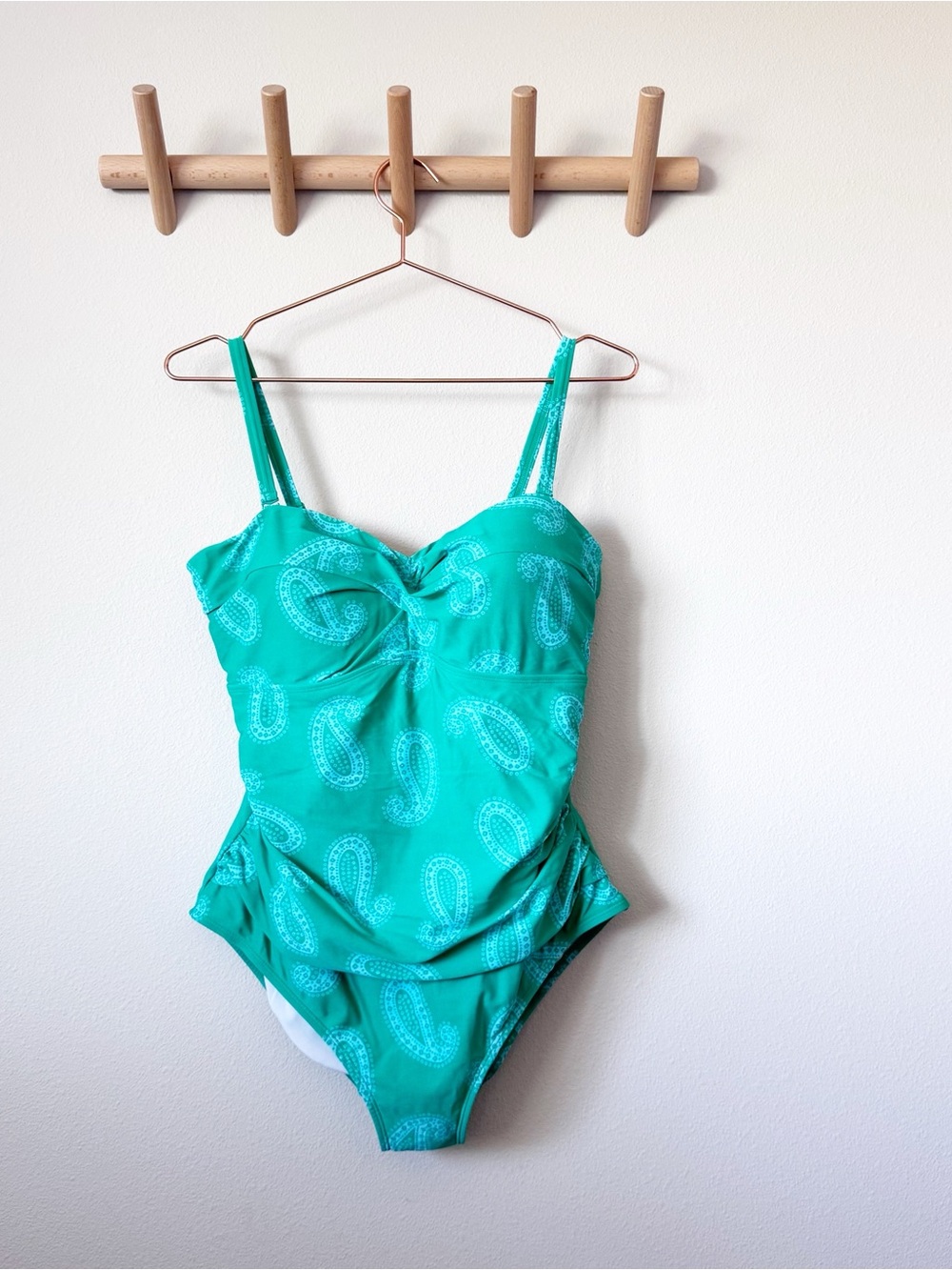 Boden Teal Paisley Kelly Green and Blue One-Piece Swimsuit